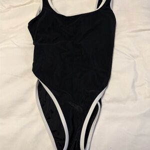 LainSnow Black One Piece with White Accents